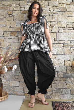 Nonni Gingham Bandeau Cami Black